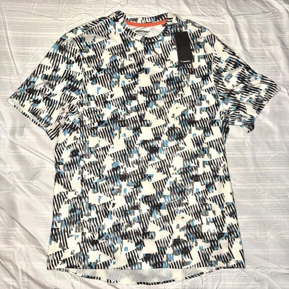 SquatWolf Lab360 TDry Pro Tee Future Glitch White Black Blue Shirt Men’s Large - Picture 1 of 6
